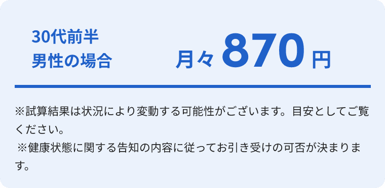 30代男性の場合　月々870円